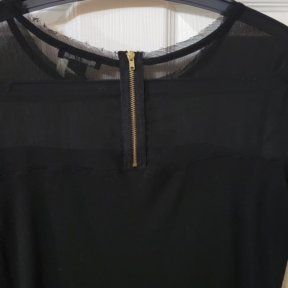 Black shirt with chiffon panel across top and arms - Picture 4 of 9